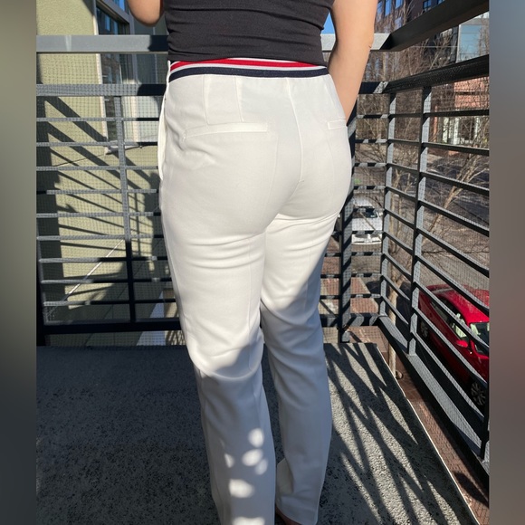 Basic Midrise White Work Pants with Stretch Band - Picture 3 of 6